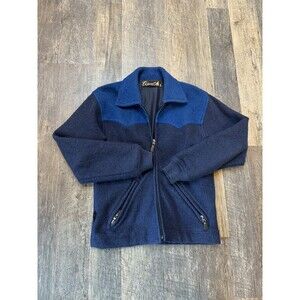 VTG BURTON SNOWBOARDS THERMALAYER ZIP SKI SNOW JACKET NAVY COBALT WOOL S Women